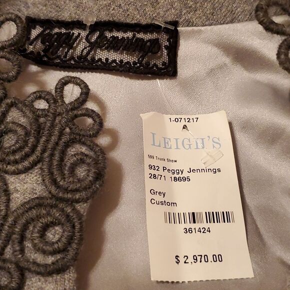 NWT Vintage Women's Peggy Jennings Gray Custom Evening coat size Medium - Picture 10 of 16
